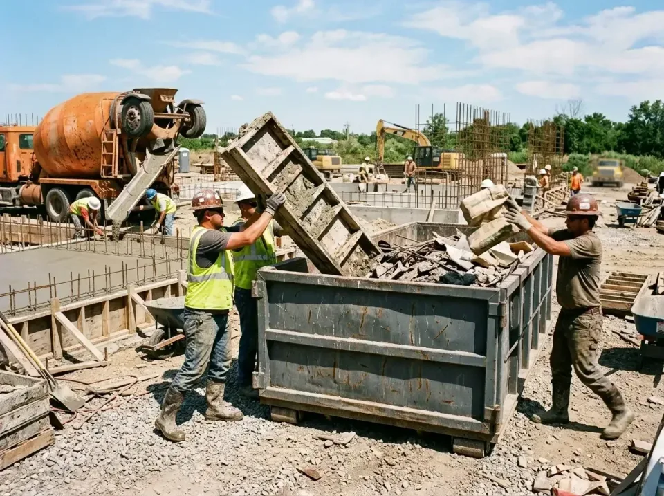 concrete-contractor-job-site-b-008 — recent job completion, roll-off dumpster rentals in Akron