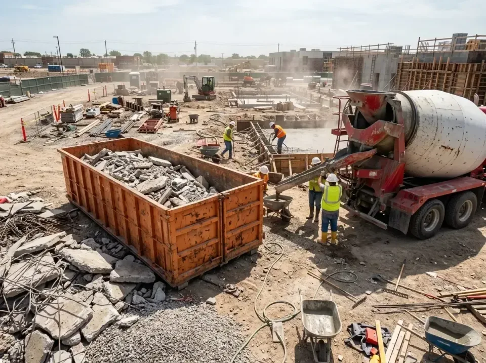 concrete-contractor-job-site-c-007 — client result, roll-off dumpster rentals in Akron