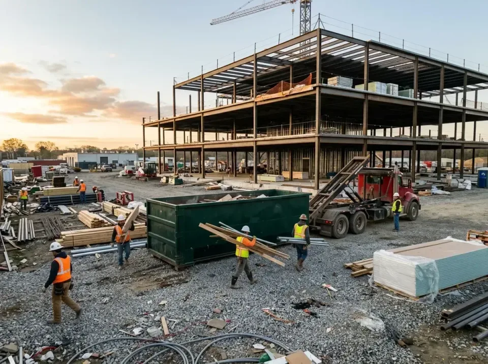 construction-site-dumpster-del-001 — professional installation, roll-off dumpster rentals in Akron