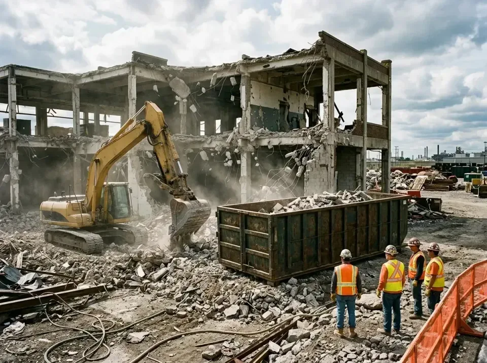 demolition-site-debris-contain-006 — before and after result, roll-off dumpster rentals in Akron